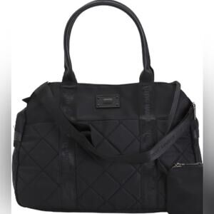 UEC STEVE MADDEN WEEKEND Black Quilted Bag WITH 3 zipper sections & Pockets